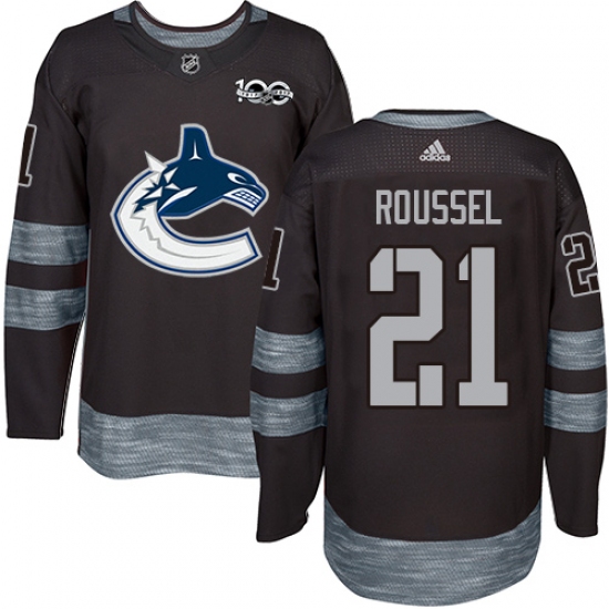 Men's Adidas Vancouver Canucks 21 Antoine Roussel Authentic Black 1917-2017 100th Anniversary NHL Jersey