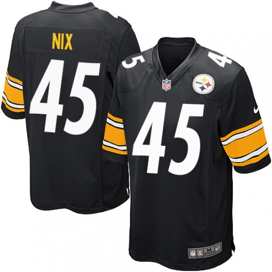 Men's Nike Pittsburgh Steelers 45 Roosevelt Nix Game Black Team Color NFL Jersey