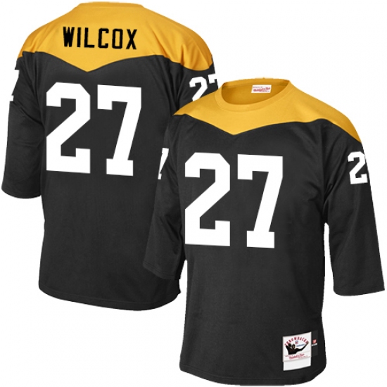 Men's Mitchell and Ness Pittsburgh Steelers 27 J.J. Wilcox Elite Black 1967 Home Throwback NFL Jersey