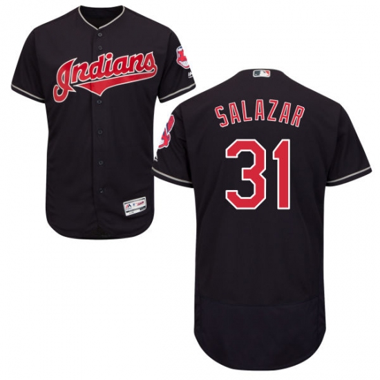 Men's Majestic Cleveland Indians 31 Danny Salazar Navy Blue Alternate Flex Base Authentic Collection MLB Jersey