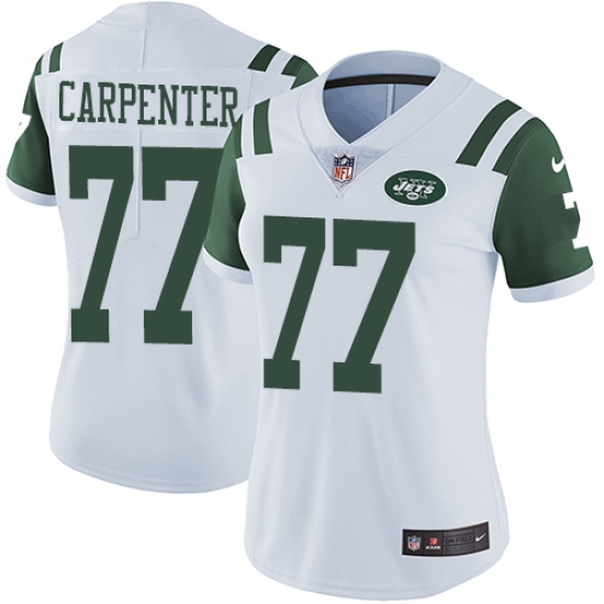 Women's Nike New York Jets 77 James Carpenter White Vapor Untouchable Limited Player NFL Jersey