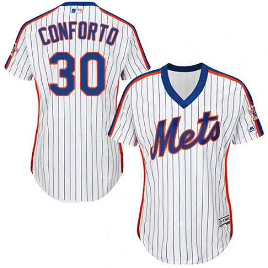 Women's Majestic New York Mets 30 Michael Conforto Authentic White Alternate Cool Base MLB Jersey