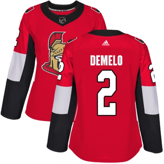 Women's Adidas Ottawa Senators 2 Dylan DeMelo Premier Red Home NHL Jersey