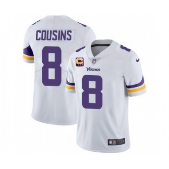 Men's Minnesota Vikings 2022 8 Kirk Cousins White With 4-Star C Patch Vapor Untouchable Limited Stitched NFL Jersey