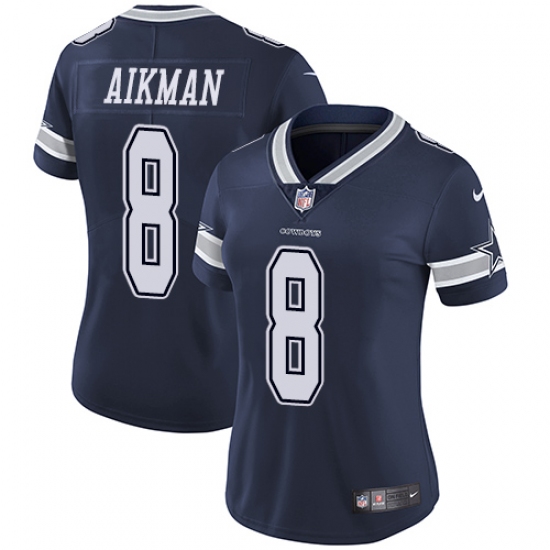 Women's Nike Dallas Cowboys 8 Troy Aikman Navy Blue Team Color Vapor Untouchable Limited Player NFL Jersey