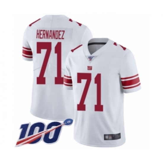 Men's New York Giants 71 Will Hernandez White Vapor Untouchable Limited Player 100th Season Football Jersey