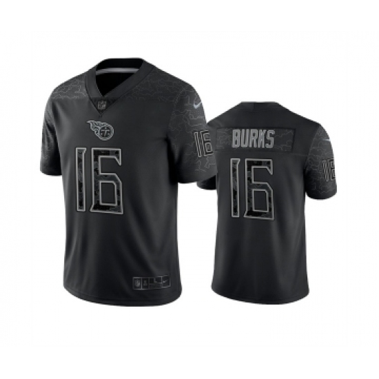 Men's Tennessee Titans 16 Treylon Burks Black Reflective Limited Stitched Football Jersey