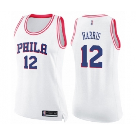 Women's Philadelphia 76ers 12 Tobias Harris Swingman White Pink Fashion Basketball Jersey