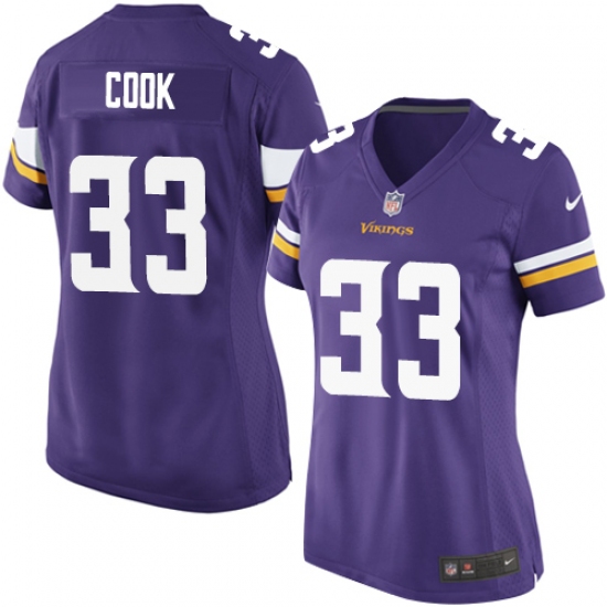 Women's Nike Minnesota Vikings 33 Dalvin Cook Game Purple Team Color NFL Jersey