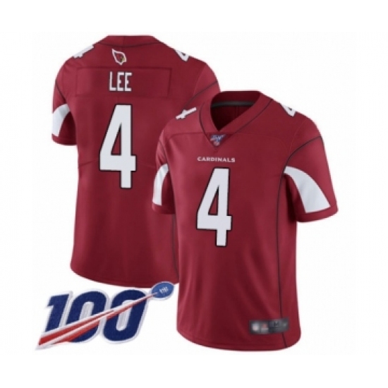 Men's Arizona Cardinals 4 Andy Lee Red Team Color Vapor Untouchable Limited Player 100th Season Football Jersey