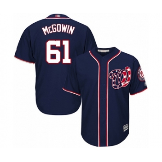 Youth Washington Nationals 61 Kyle McGowin Authentic Navy Blue Alternate 2 Cool Base Baseball Player Jersey