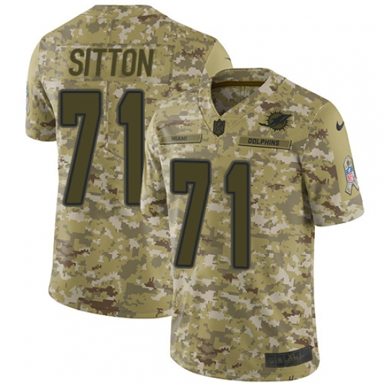 Youth Nike Miami Dolphins 71 Josh Sitton Limited Camo 2018 Salute to Service NFL Jersey