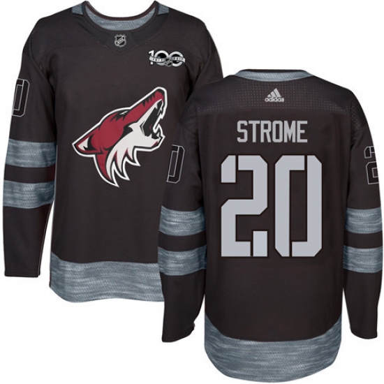Men's Adidas Arizona Coyotes 20 Dylan Strome Authentic Black 1917-2017 100th Anniversary NHL Jersey