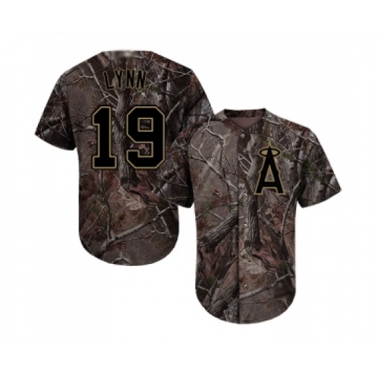 Men's Los Angeles Angels of Anaheim 19 Fred Lynn Authentic Camo Realtree Collection Flex Base Baseball Jersey