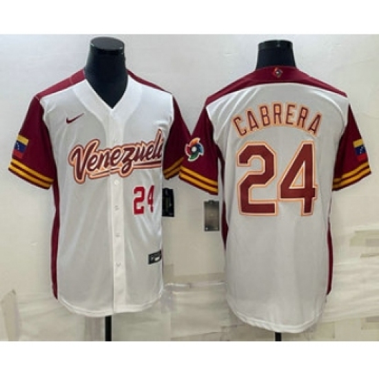 Mens Venezuela Baseball 24 Miguel Cabrera Number 2023 White World Classic Stitched Jersey