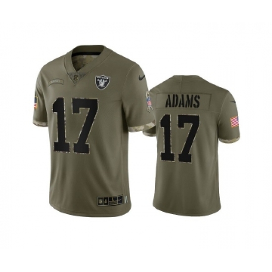 Men's Las Vegas Raiders 17 Davante Adams 2022 Olive Salute To Service Limited Stitched Jersey