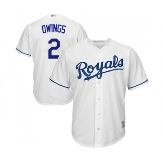 Men's Kansas City Royals 2 Chris Owings Replica White Home Cool Base Baseball Jersey