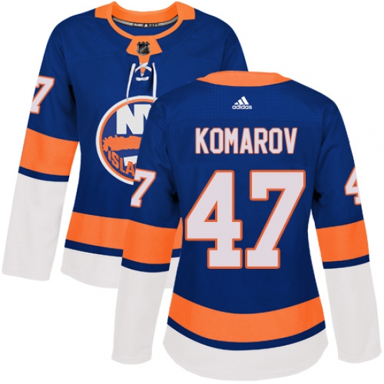 Women's Adidas New York Islanders 47 Leo Komarov Premier Royal Blue Home NHL Jersey
