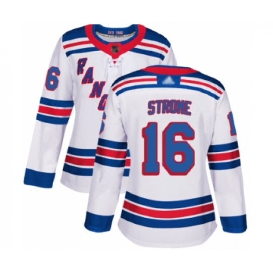 Women's New York Rangers 16 Ryan Strome Authentic White Away Hockey Jersey