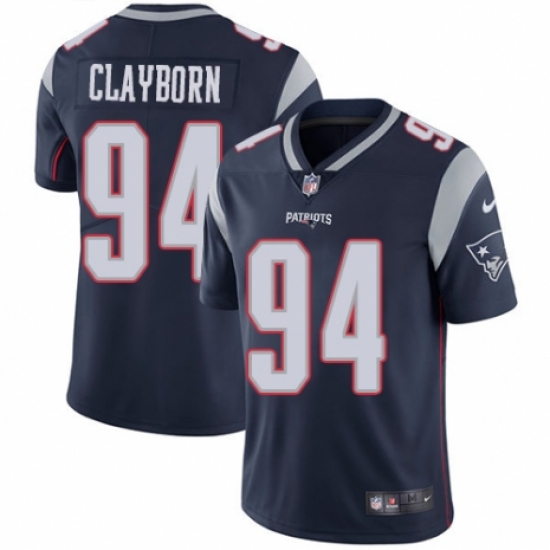 Men's Nike New England Patriots 94 Adrian Clayborn Navy Blue Team Color Vapor Untouchable Limited Player NFL Jersey
