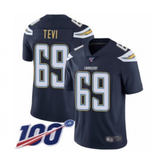 Youth Los Angeles Chargers 69 Sam Tevi Navy Blue Team Color Vapor Untouchable Limited Player 100th Season Football Jersey