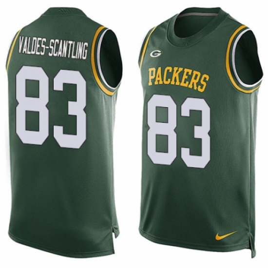 Men's Nike Green Bay Packers 83 Marquez Valdes-Scantling Limited Green Player Name & Number Tank Top NFL Jersey