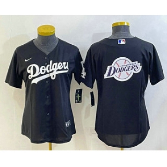 Women's Los Angeles Dodgers Big Logo Black MLB Cool Base Nike Jersey