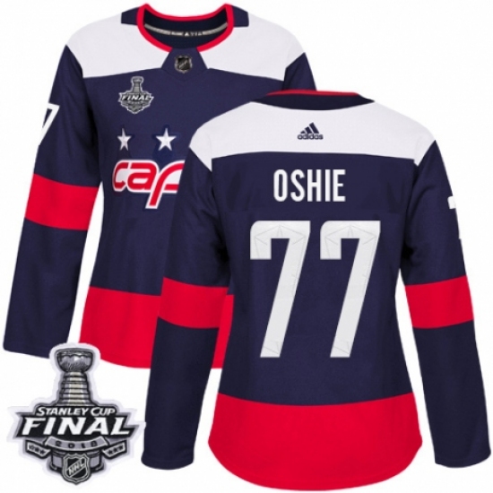 Women's Adidas Washington Capitals 77 T.J. Oshie Authentic Navy Blue 2018 Stadium Series 2018 Stanley Cup Final NHL Jersey