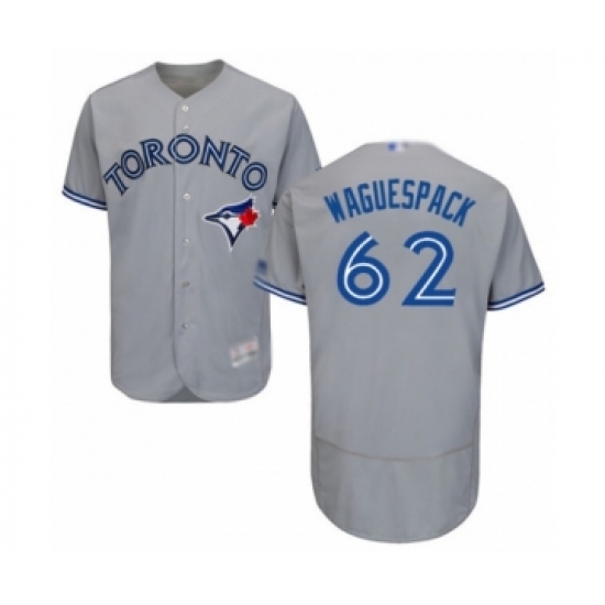 Men's Toronto Blue Jays 62 Jacob Waguespack Grey Road Flex Base Authentic Collection Baseball Player Jersey