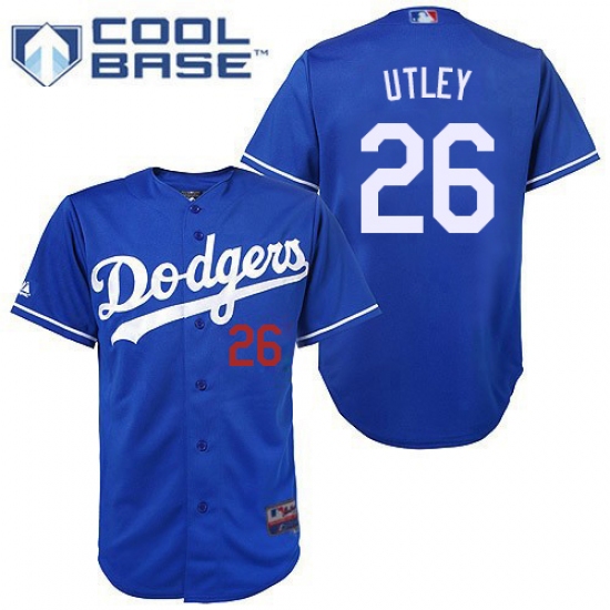 Men's Majestic Los Angeles Dodgers 26 Chase Utley Authentic Royal Blue Cool Base MLB Jersey