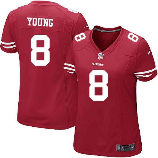 Women's Nike San Francisco 49ers 8 Steve Young Game Red Team Color NFL Jersey