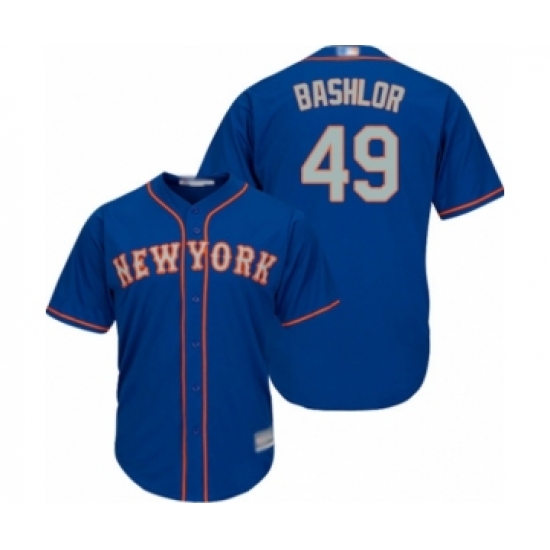 Youth New York Mets 49 Tyler Bashlor Authentic Royal Blue Alternate Road Cool Base Baseball Player Jersey