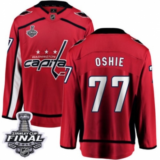 Youth Washington Capitals 77 T.J. Oshie Fanatics Branded Red Home Breakaway 2018 Stanley Cup Final NHL Jersey