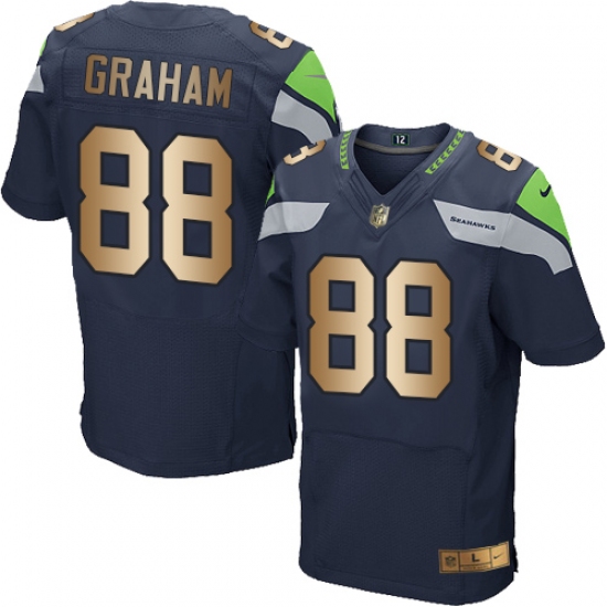 Men's Nike Seattle Seahawks 88 Jimmy Graham Elite Navy/Gold Team Color NFL Jersey