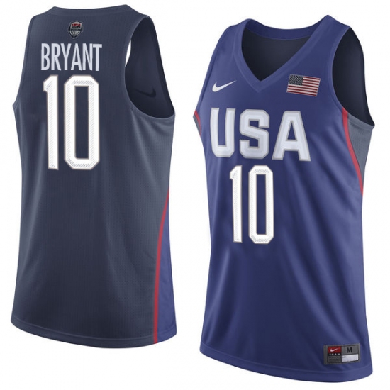 Men's Nike Team USA 10 Kobe Bryant Authentic Navy Blue 2016 Olympics Basketball Jersey