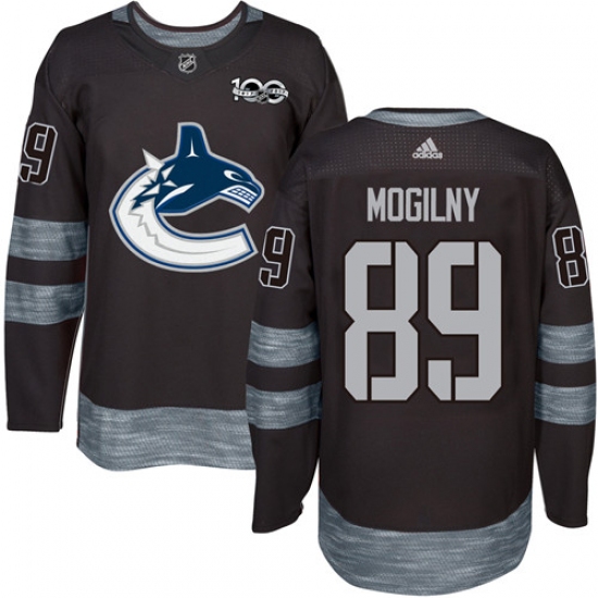 Men's Adidas Vancouver Canucks 89 Alexander Mogilny Premier Black 1917-2017 100th Anniversary NHL Jersey