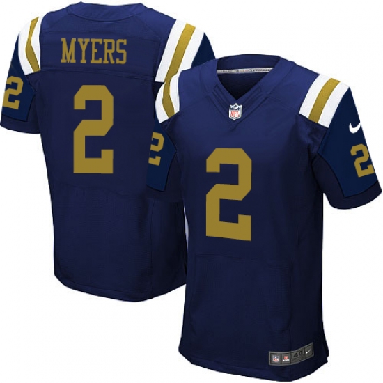 Men's Nike New York Jets 2 Jason Myers Elite Navy Blue Alternate NFL Jersey
