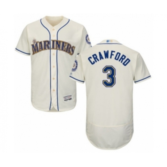 Men's Seattle Mariners 3 J.P. Crawford Cream Alternate Flex Base Authentic Collection Baseball Player Jersey