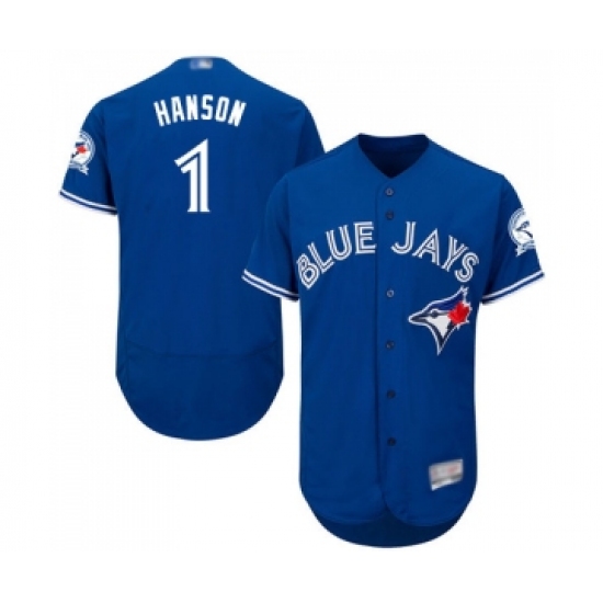 Men's Toronto Blue Jays 1 Alen Hanson Royal Blue Alternate Flex Base Authentic Collection Baseball Jersey