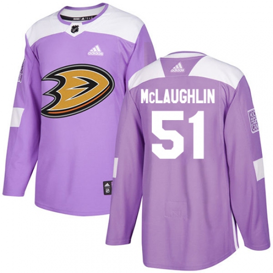 Men's Adidas Anaheim Ducks 51 Blake McLaughlin Authentic Purple Fights Cancer Practice NHL Jersey