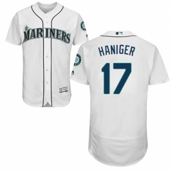 Men's Majestic Seattle Mariners 17 Mitch Haniger White Home Flex Base Authentic Collection MLB Jersey