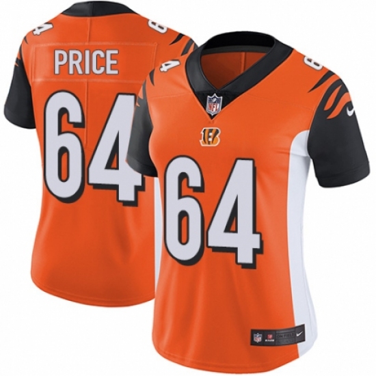 Women's Nike Cincinnati Bengals 64 Billy Price Orange Alternate Vapor Untouchable Limited Player NFL Jersey