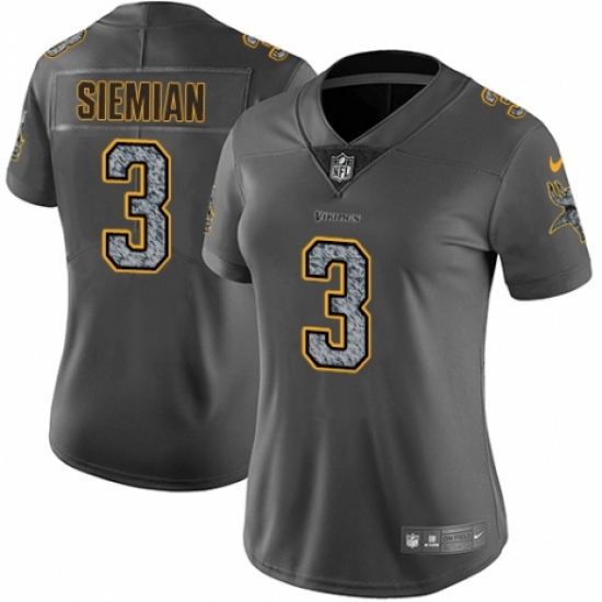 Women's Nike Minnesota Vikings 3 Trevor Siemian Gray Static Vapor Untouchable Limited NFL Jersey