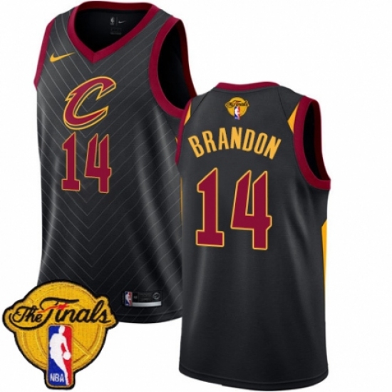 Youth Nike Cleveland Cavaliers 14 Terrell Brandon Authentic Black 2018 NBA Finals Bound NBA Jersey Statement Edition