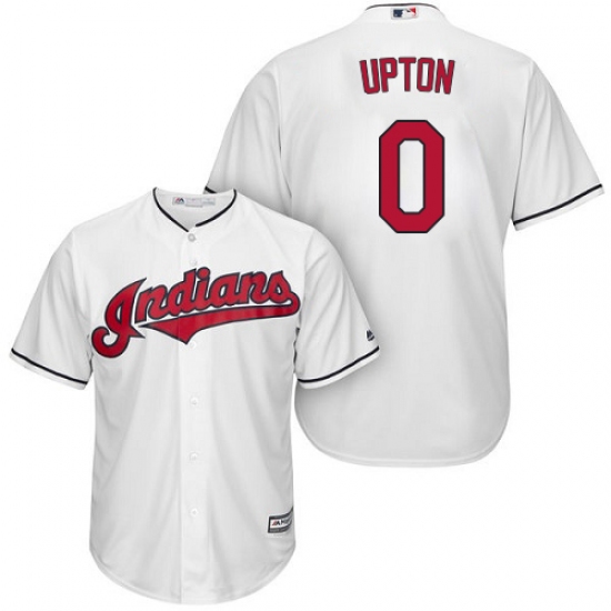 Youth Majestic Cleveland Indians 0 B.J. Upton Authentic White Home Cool Base MLB Jersey