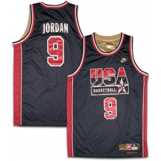 Men's Nike Team USA 9 Michael Jordan Authentic White Gold No. Basketball Jersey