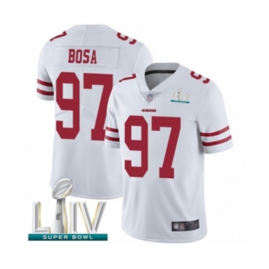 Men's San Francisco 49ers 97 Nick Bosa White Vapor Untouchable Limited Player Super Bowl LIV Bound Football Jersey