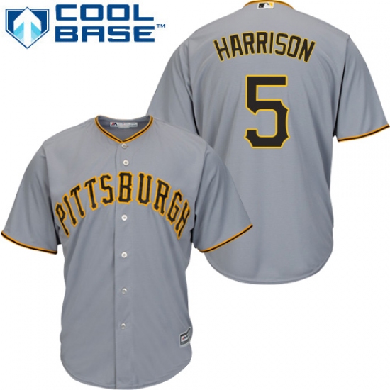 Youth Majestic Pittsburgh Pirates 5 Josh Harrison Replica Grey Road Cool Base MLB Jersey