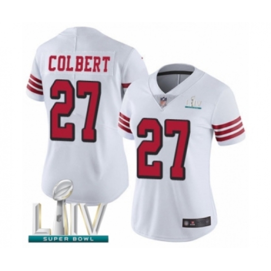 Women's San Francisco 49ers 27 Adrian Colbert Limited White Rush Vapor Untouchable Super Bowl LIV Bound Football Jersey