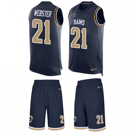 Men's Nike Los Angeles Rams 21 Kayvon Webster Limited Navy Blue Tank Top Suit NFL Jersey